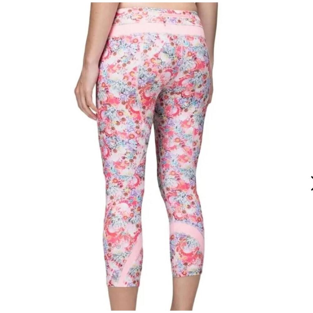 Lululemon Flowabunga Run Inspire Cropped Floral Print Leggings Pink Size 8 - Picture 4 of 11